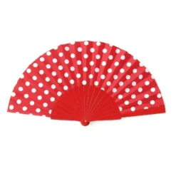 Ventaglio in Plastica 43 cm con Pois Bianchi in diversi colori
